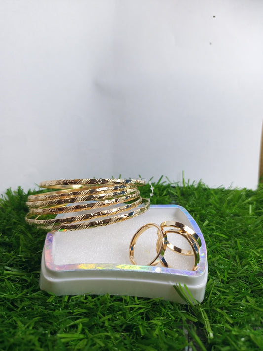 Elegant Gold Bangles & Ring Set – Timeless Jewelry for Every Occasion