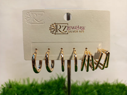 6-Pair Gold & Silver Hoop Earring Set – 925 Silver Jewelry