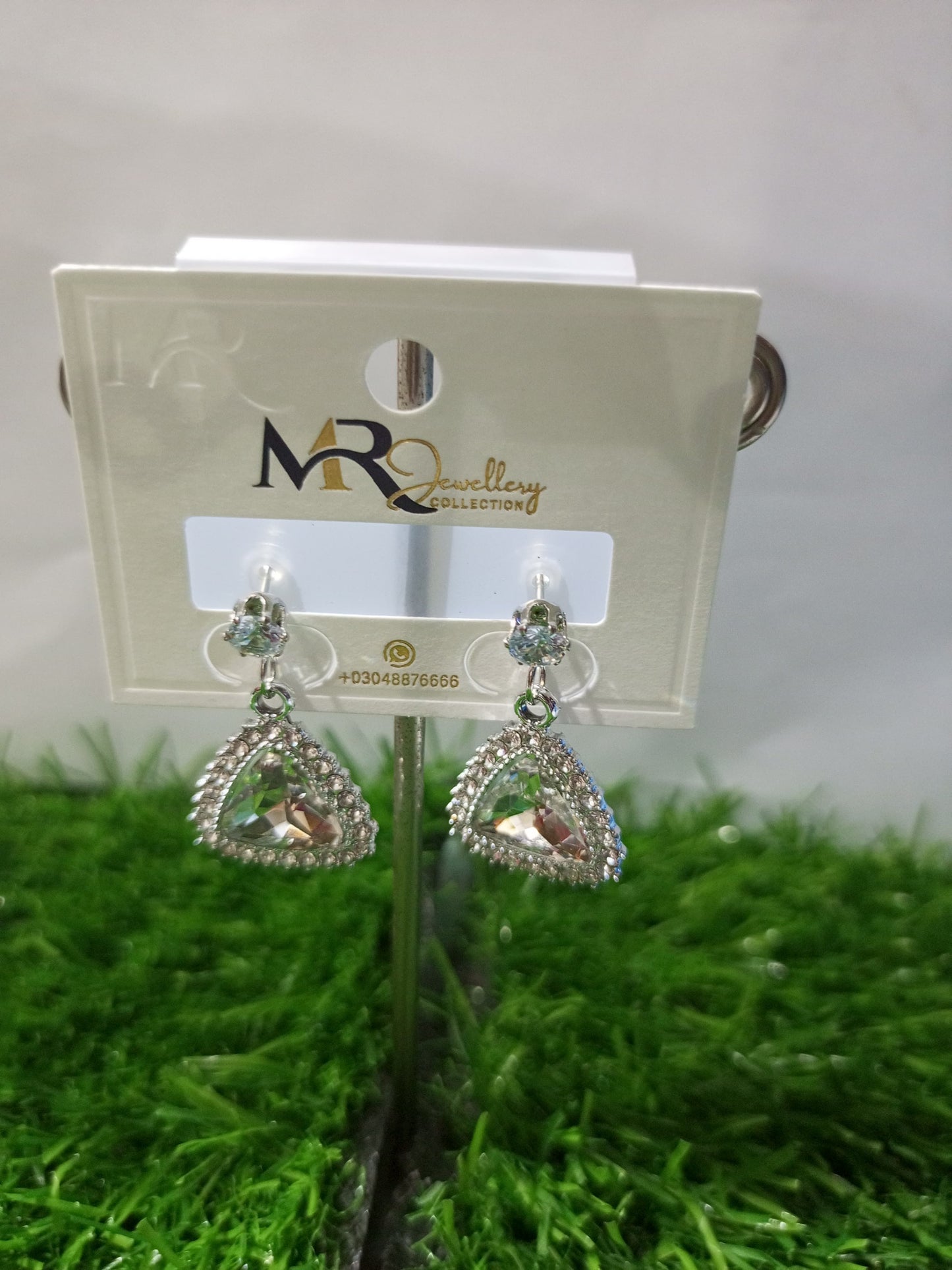Elegant Triangle Crystal Drop Earrings – MR Jewellery Collection