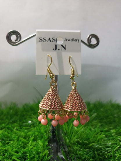Elegant Pink Jhumka Earrings – SSAS Jewellery