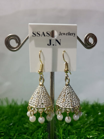 Elegant Silver Jhumka Earrings with Pearl Dangling – SSASO Jewellery J.N