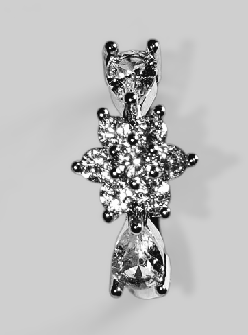 Elegant Silver Zircon Flower Ring with Teardrop Accents