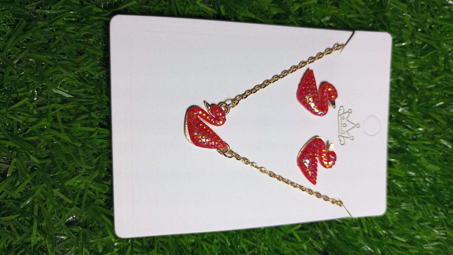 Radiant Red Swan Jewelry Set