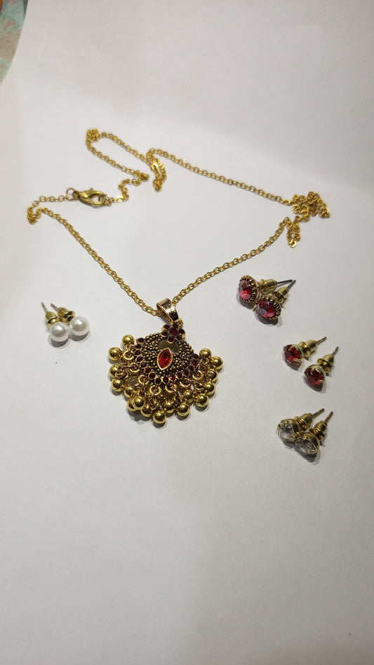 Elegant Gold & Red Jewelry Set
